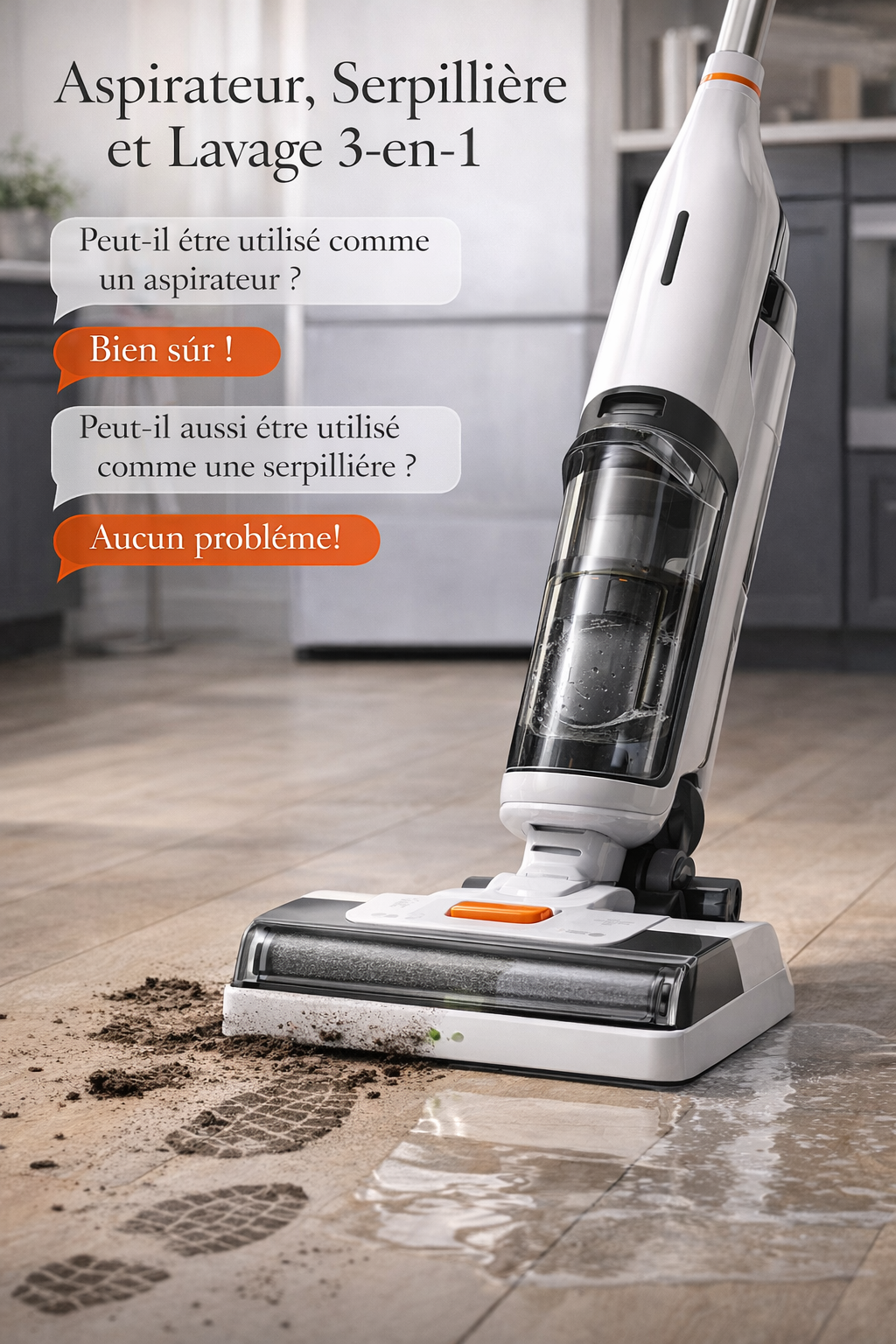 Aspirateur Laveur Sans Fil 2 en 1